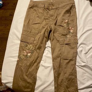 Brown and tan cargo skinny jeans